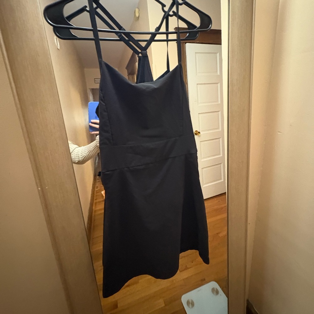 Athletic Black Strappy Dress w Shorts
